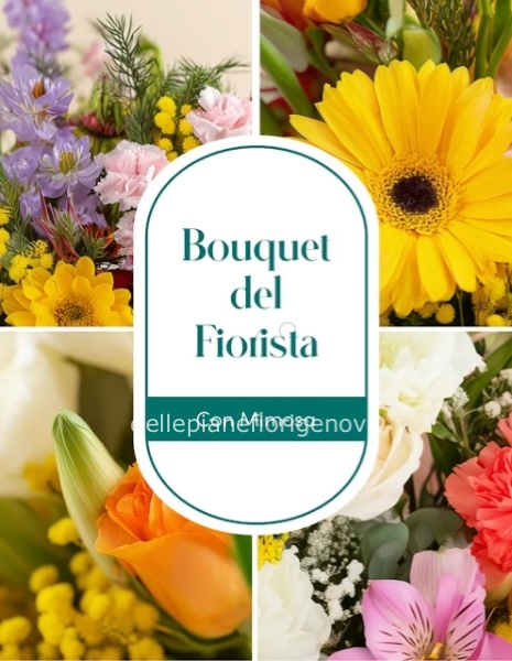 Bouquet del fiorista con mimosa